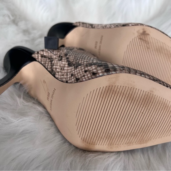 Nine West Snake Skin Vegan Leather Mule Heels 5.5 - Picture 5 of 6